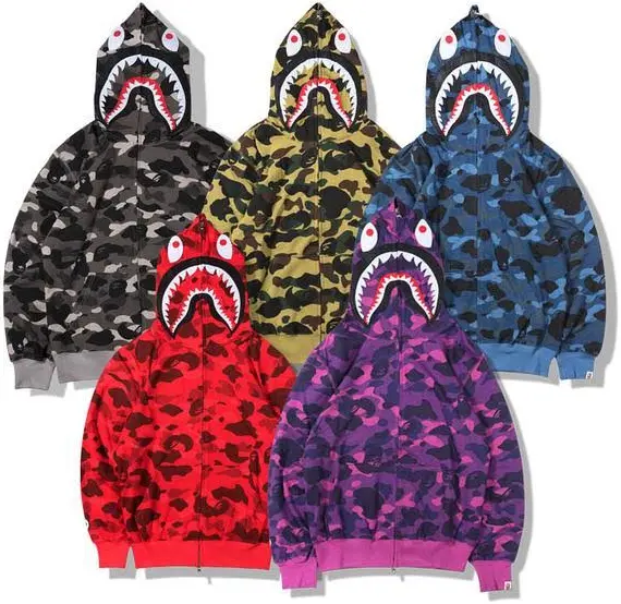Bape Shark Full-Zip Hoodie — Grey Camo